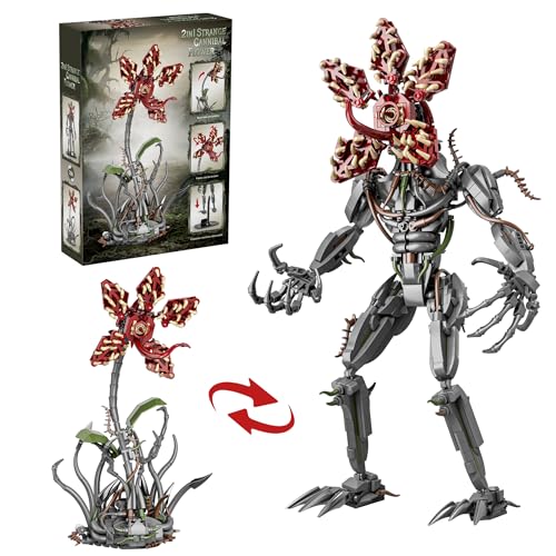 2-in-1 Transforming Carnivorous Plant Monster Building Kit – Strange Beast Figure to Creepy Mutant Flower, Creative Building Toy Ideal for Horror & Fantasy Fans - color: Red