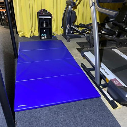 Greatmats Gym Mats 4x8 Ft x 1-3/8 Inch Folding, Home Exercise Pad For Gymnastics, Tumbling, Cheerleading, Martial Arts, (Blue)