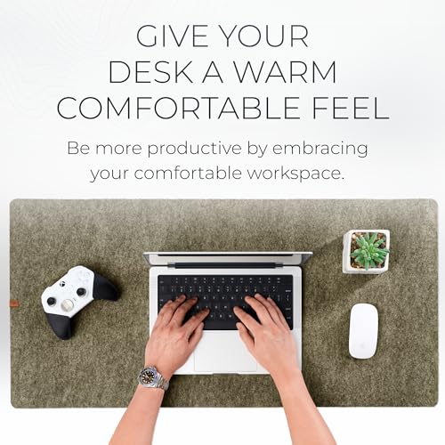 Nordik Felt Desk Mat - Large Felt Desk Pad - Timber Moss Green (35 x 17 in) | Premium Desk Matt for Desktop, Full Desk Keyboard Mouse Pad, High Quality Felt and Non-Slip Rubber Liner for Home and Office - color: Timber Moss