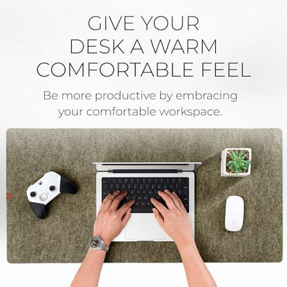 Nordik Felt Desk Mat - Large Felt Desk Pad - Timber Moss Green (35 x 17 in) | Premium Desk Matt for Desktop, Full Desk Keyboard Mouse Pad, High Quality Felt and Non-Slip Rubber Liner for Home and Office - color: Timber Moss