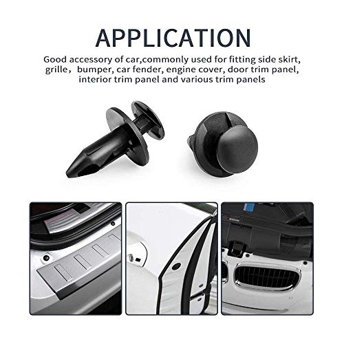 KEMIMOTO 200 PCS 8mm Universal Plastic Push Clips, Push-Type Nylon Bumper Fastener Rivet, Expansion Screws Replacement Compatible with Polaris RZR Ranger Can-Am Maverick Teryx Talon Pioneer Auto Body