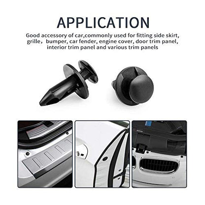 KEMIMOTO 200 PCS 8mm Universal Plastic Push Clips, Push-Type Nylon Bumper Fastener Rivet, Expansion Screws Replacement Compatible with Polaris RZR Ranger Can-Am Maverick Teryx Talon Pioneer Auto Body