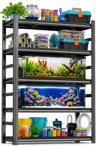 Fish Tank Stand, Convertible 2-in-1 Aquarium Terrarium Stand with Storage, Heavy Duty Metal Utility Rack for 40-50 Gallon Tanks, Adjustable Steel Shelves, Black 5-Tier, 71.2"Hx 35.4"Wx 15.7"D - size: Upgraded 5-Tier, 71.2"Hx 35.4"Wx 15.7"D