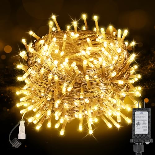 70FT 200LED Christmas String Lights Plug in, Outdoor Indoor Connectable Twinkle Fairy Lights with Timer and 8 Modes, Christmas Tree Lights for Garden Party Wedding Christmas Decoration, Warm White - color: Warm White, size: 66FT 200LED