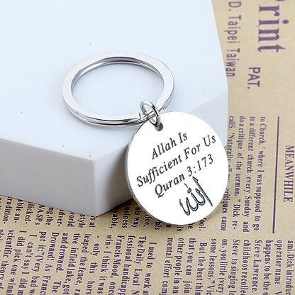LQRI Quran 3:173 Keychain Allah Gift Islamic Bible Verse Jewelry Islam Religion Gift Islamic Arabic Quran Gift