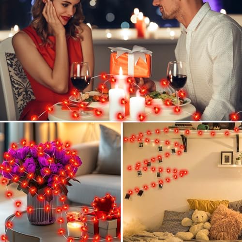 Valentine's Day Red Heart Fairy Lights 7Ft 20 LED Twinkle 3 Modes String Lights Battery Operated Waterproof Firefly Starry for Mason Jar Party Wedding Valentines Mother's Day,4 Pack - color: Red, size: 4