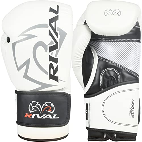 RIVAL Boxing RB2 2.0 Super Bag Gloves, Hook and Loop Closure - High-Density, Multi-Layered Padding, and Breathable Mesh Palm - color: White, size: Medium