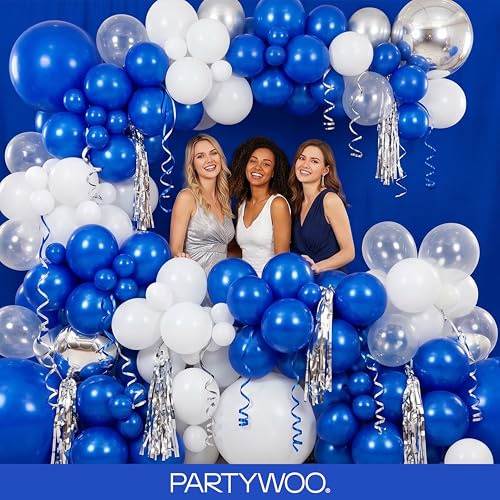 PartyWoo 로열 블루 풍선 152피스 다양한 사이즈 팩 45.7cm(18인치), 30.5cm(12인치), 25.4cm(10인치), 12.7cm(5인치) 다크 블루 풍선 아치 키트, 베이비 샤워, 성별, 졸업 해저 생일 파티 장식, 블루-Y59 - color: 블루-y59