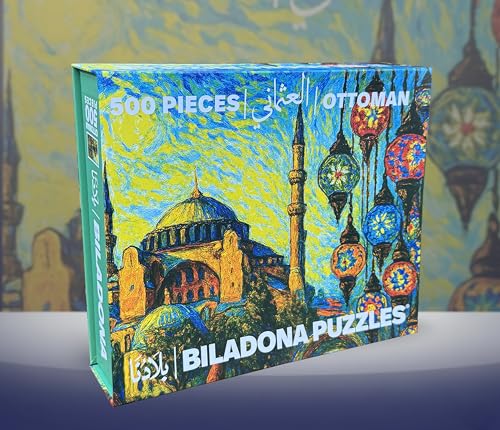 Biladona Ottoman Mosque 500 Piece Jigsaw Puzzle - Turkish Architecture with Colorful Lanterns Art - Adult Puzzle Gift for Travel Lovers