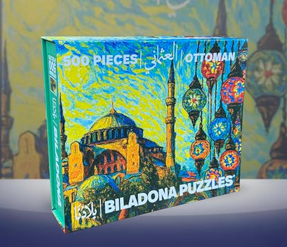Biladona Ottoman Mosque 500 Piece Jigsaw Puzzle - Turkish Architecture with Colorful Lanterns Art - Adult Puzzle Gift for Travel Lovers