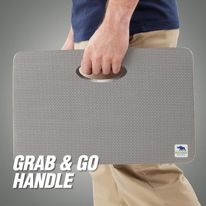 RUGGED RHINO Heavy Duty Patent Pending Kneeling Pad, Shock Absorbent Thick Knee Pads, Holds Up to 300 lbs, Protect Knees from Hard Concrete Surfaces, For Mechanics, Yard Gardening, Gym, Slate Gray - color: Slate Gray