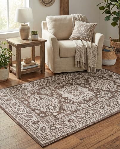 Rugs.com - Outdoor Aztec Rug – 3' 1 x 5' 3 Brown Indoor/Outdoor Rug – Weather-Resistant and Easy-Clean for Patios, Decks, and Porches - color: Brown, size: 3'3" x 5'3" (Rectangular)