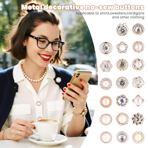 20 PCS Women Shirt Brooch Buttons No-Sew Invisible Pearl Brooch Buttons Cover Up Lapel Pins Blouse Modesty Pin Prevent Accidental Exposure Decorative Pins for DIY Cardigan Bag Dress Clothes