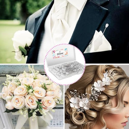 Pins for Flower Bouquets 100pcs Long Teardrop Pearl Pins,White Pearl Boutonniere Pins for Sewing Flower Decorations Wedding Supplies Decorations Jewelry Making.