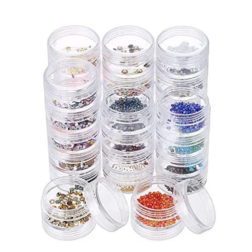 Hipiwe 6 Sets 5 Layers Plastic Beads Box Round Small Storage Containers | 10ML Art Craft Accessory Organizer Box Containers Jars for Jewelry Small Beads Nail Designs Storage - size: 6Packs 1.5"D x3.9"H