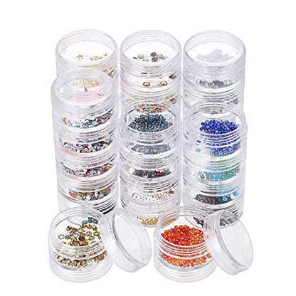 Hipiwe 6 Sets 5 Layers Plastic Beads Box Round Small Storage Containers | 10ML Art Craft Accessory Organizer Box Containers Jars for Jewelry Small Beads Nail Designs Storage - size: 6Packs 1.5"D x3.9"H