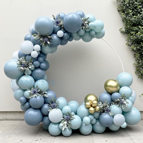 Dusty Blue Balloon Arch Kit - Double-Stuffed Balloon Garland with Multiple Blue Shades, Pastel Teal for Baby Shower, Wedding, Birthday, Graduation and Gender Reveal Party Decorations - color: Light Blue