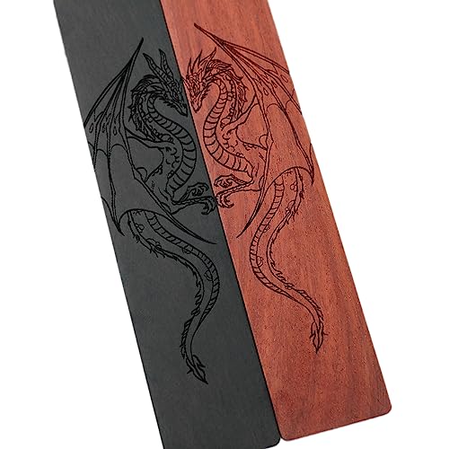4 Pcs Wooden Bookmark Set, Book Marks for Book Lovers, Unique Bookmarks Gifts for Men Boy (Dragon and Skull) - style: Dragon and Skull