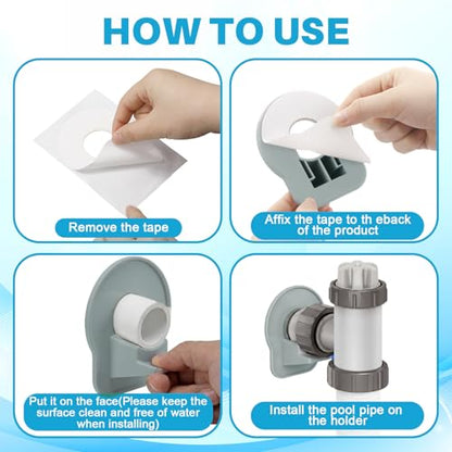 2 Pack Swimming Pool Pipe Holders Plastic Above Ground Swimming Hose Support Brackets with Tape Pool Hose Support Bracket for Preventing Pipes Sagging Accessory