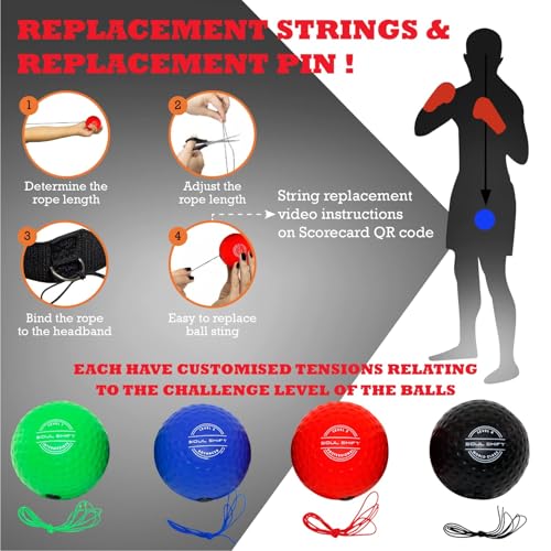 Soul Shift - Boxing Reflex Ball – Dual Competition Set | 2 Adjustable Headbands + 2 Training Balls + App Included | Speed, Agility & Hand-Eye Coordination for Adults & Kids | MMA Training Equipment - style: Family Pack (No App - 4 Balls - Reaction Ball -