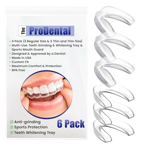 Professional Mouth Guard for Grinding Teeth - 6 Customizable Dental Guards - 2 Sizes, USA Made, BPA Free, Use for Bruxism and Clenching, Also for Sports and Teeth Whitening