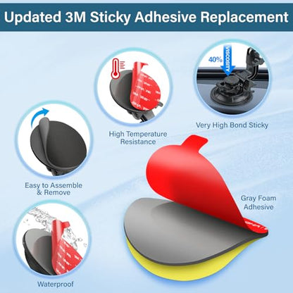 80mm Round Double-Sided Adhesive Pads for Dash Suction Cup Mounts, 4-Pack | Heat-Resistant 80mm/3.15in Circle Adhesive Pads For Dash/Camera/Gps/Phone Suction Mounts; Clean Flat Surface, Cure 48h