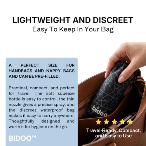 BIDOO The Universal, Portable Bidet (Pebble) with Cap and Travel Bag l Replaces Wet Wipes and Shower Toilet l Peri Bottle for Postpartum l Elder Care l New Moms l Pre and Post-Intimacy - color: Gray