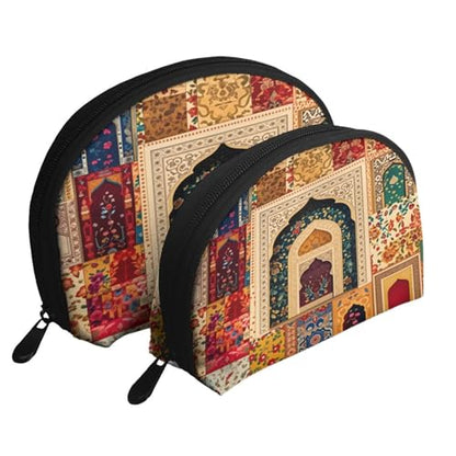 Ramadan Theme Showcases Vibrant Islamic 2-Piece Shell Makeup Bag Set, Large Capacity Travel Cosmetic Bag For Women With Zipper, Waterproof Polyester Toiletry Organizer Pouch For Purse, Travel - color: Ramadan Theme Showcases Vibrant Islamic