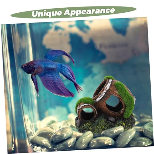 Yardwe Resin Broken Barrel Aquarium Ornament Betta Fish Hideout Decor Small Fish Tank Accessory Effortless Maintenance Sustainable Material for Aquatic Environments