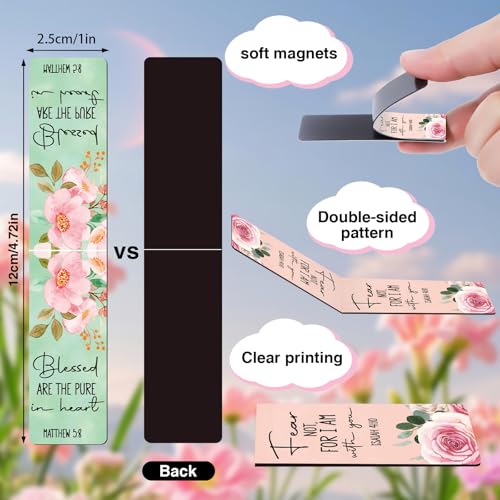 Wxiben Bible Verses Magnetic Bookmark - 30Pcs Inspirational Floral Book Mark Magnets Christian Flower Bookmarks Magnetic Religious Faith Book Markers Page Clip for Women Students Teachers Reading Gift - style: Bible Floral