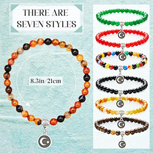 Jadive 7 Pcs Islamic Tasbih Prayer Beads Muslim Bracelets 33 Bead 6mm Round Bead Misbaha and Tasbih Bracelet Muslim Rosary Jewelry for Women Islam Gifts Religion Eid Ramadan Gift