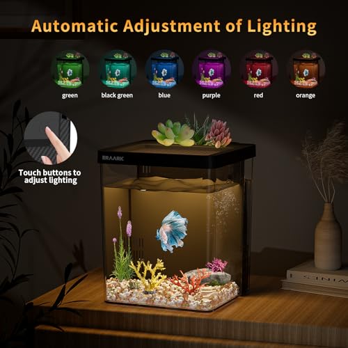 ERAARK 1.5 Gallon Betta Fish Tank Aquarium kit with Filter LED Light, Water Pump, Fish Tank Starter Kits, Fish Bowl