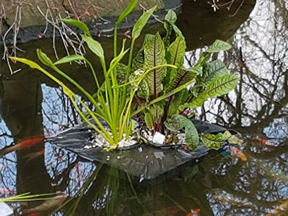 PondH2o 14" (35cm) Square Floating Aquatic Water Garden Pond Woven Fabric Planter Baskets, Floatable Aquatic Plant Flower Islands for Ponds and Water Features | Value 2 Pack