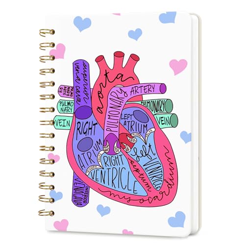 Lined Spiral Journal Notebook, A5 College Ruled Spiral Notebook for Women, Hardcover with Elegant Design for Work and Note-Taking, 5.5 * 8.25 inch, 160 Pages, Heart - color: Heart