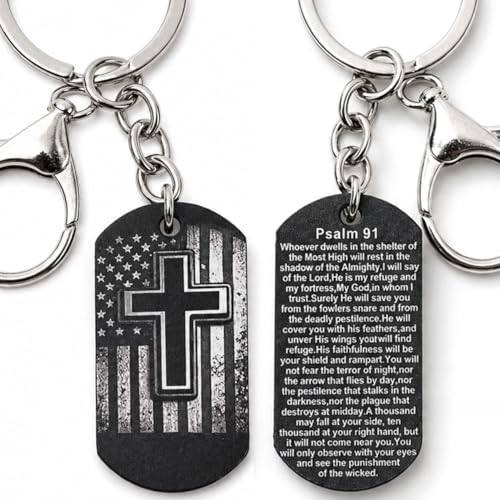 KATINAT Vintage Christian Cross Keychain - color: Psalm 91