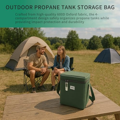 Mini 1LB Propane Tank Storage Bags, Small Camping Fuel Cylinder Carry Bag for 2-Pack Propane Tanks 16 OZ, Portable Refillable Small Propane Gas Canister Bottle Case with Padding, Bag Only - size: 2-Pack
