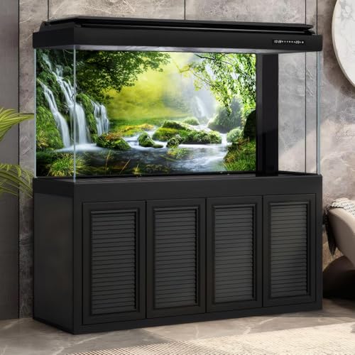 Waterfall Aquarium Background Majestic Jungle Rainforest Scenery Fish Tank Background Majestic Cascading Waterfalls Terrarium Backgrounds Idyllic Scenic Tranquil Lake Reptile Tank Backgrounds 24x16in - color: Foggy Green, size: 24(W)x16(H)in