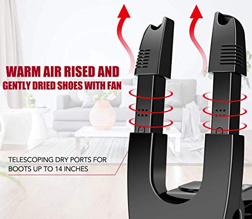 Portable Electric Shoes Boots Dryer and Warmer with Folding and Drying Adjustable Rack - color: N-Black, size: M