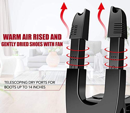 Portable Electric Shoes Boots Dryer and Warmer with Folding and Drying Adjustable Rack - color: N-Black, size: M