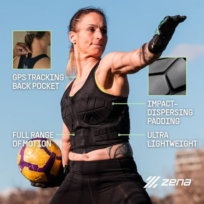 Zena Sport - Adult Chest Protector Vest for Women - Front Zip Padded Compression Vest - for Contact Sports, Lacrosse, & More - size: Large