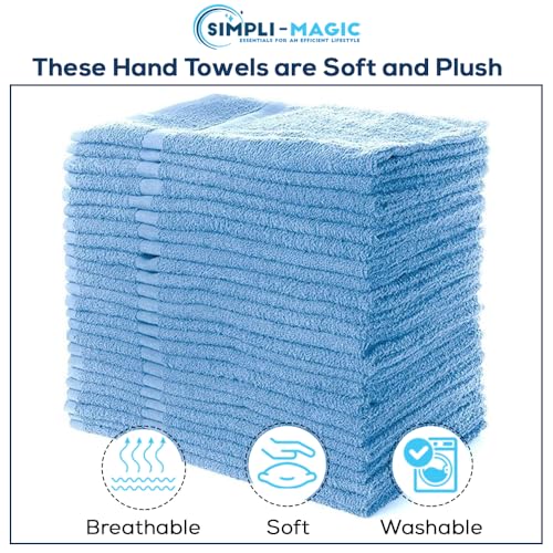 Simpli-Magic Cotton Hand Towels, 12 Pack, 16” x 27”, Blue - color: Blue