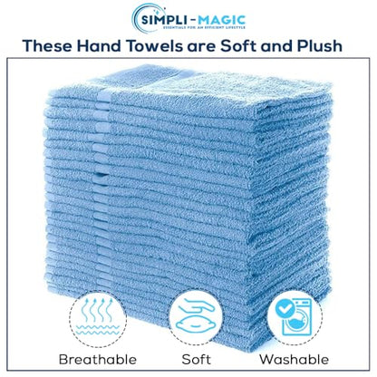 Simpli-Magic Cotton Hand Towels, 12 Pack, 16” x 27”, Blue - color: Blue