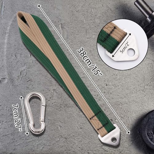Double-Sewn Thick Arm Wrestling Training Strap with Stainless Steel Triangular Buckle – Durable Arm Wrestling Belt for Free Weights and Cable Machine Training - color: Green