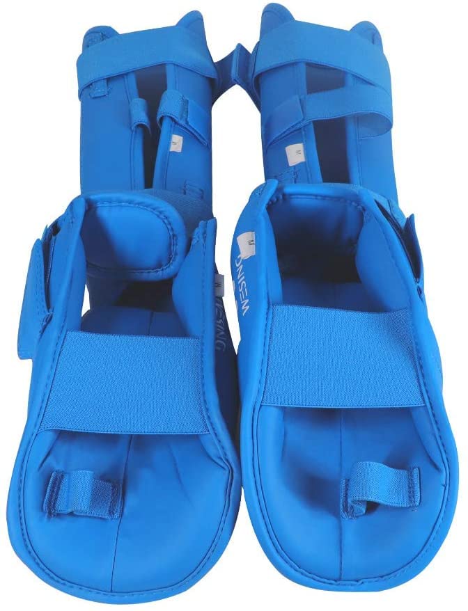 Wesing Karate Shin Instep Guard WKF Karate Shin Pad - color: Blue, size: Large