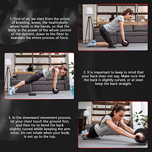 AB Roller Wheel - Ab Roller for Abdominal Workout and Core Strength Training, Portable Ab Wheel Roller Exercise for Men Women Fitness Lover, No Noise Ab Wheels with Thick Knee Pad for Home Gym &Travel