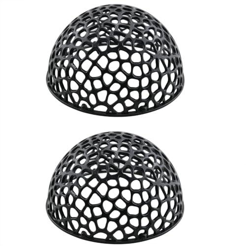 2PCS Hollow Fish Half Sphere Hideaway House Hollow Hemispherical Aquarium Cave Shrimp Habitat Breeding Shelter for Small Aquariums Plastic Tunnel Cave 2.17x4.05 inches Black