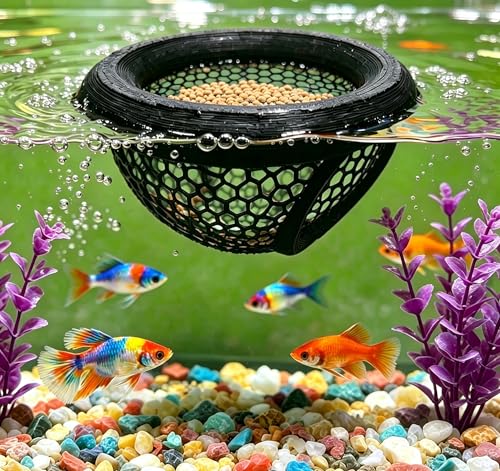 Aquarium Floating Betta Fish Skins, Betta or Shrimp Feeder, Cave and Hammock, Small Fish Feeding Rings, Aquarium Hiding Feeding Decorative Accessories (Black)