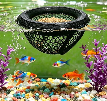 Aquarium Floating Betta Fish Skins, Betta or Shrimp Feeder, Cave and Hammock, Small Fish Feeding Rings, Aquarium Hiding Feeding Decorative Accessories (Black)