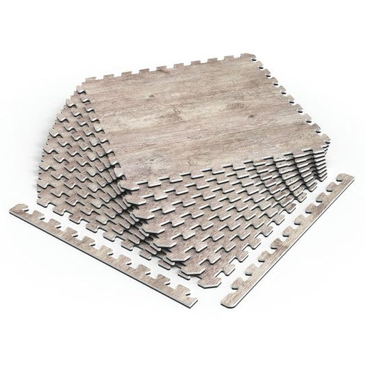 Décor by NÖRSK Reversible Interlocking Faux Wood Foam Floor Tiles, 24 X 24 X .47", 4-Pack, 16 Square Feet, Driftwood/Black - color: Driftwood/Black, size: 4 Tiles - 16 Sq. Ft.