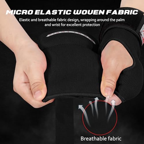 Gel Padded Inner Gloves with Hand Wraps for Men & Women | Boxing, Quick Elastic Training Wraps, Muay Thai MMA Kickboxing, Knuckle Wrist Protector